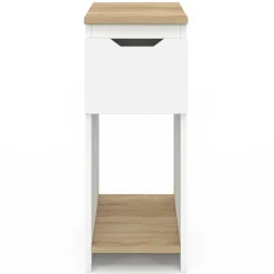 IDMarket Lot de tables de chevet blanc et bois* Meubles Bas|Meubles Blancs