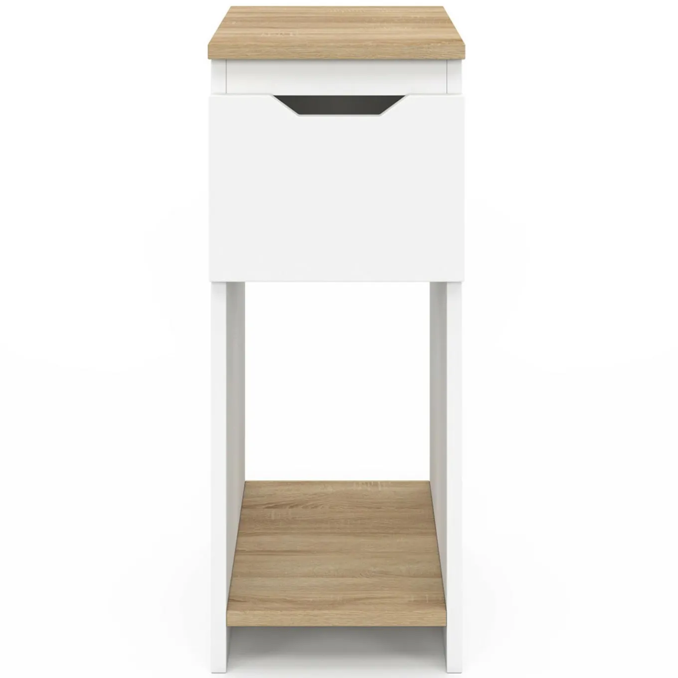 IDMarket Lot de tables de chevet blanc et bois* Meubles Bas|Meubles Blancs