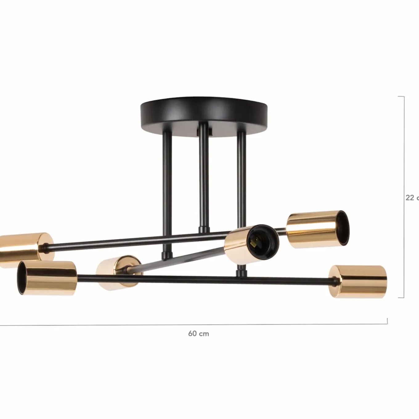IDMarket Lustre industriel 3 branches métal noir et doré* Luminaires