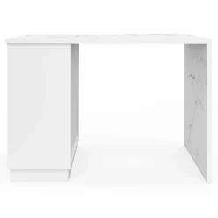 IDMarket Mange-debout 4 personnes ilot central blanc et plateau marbre 130 cm* Collection Design|Ilot Central