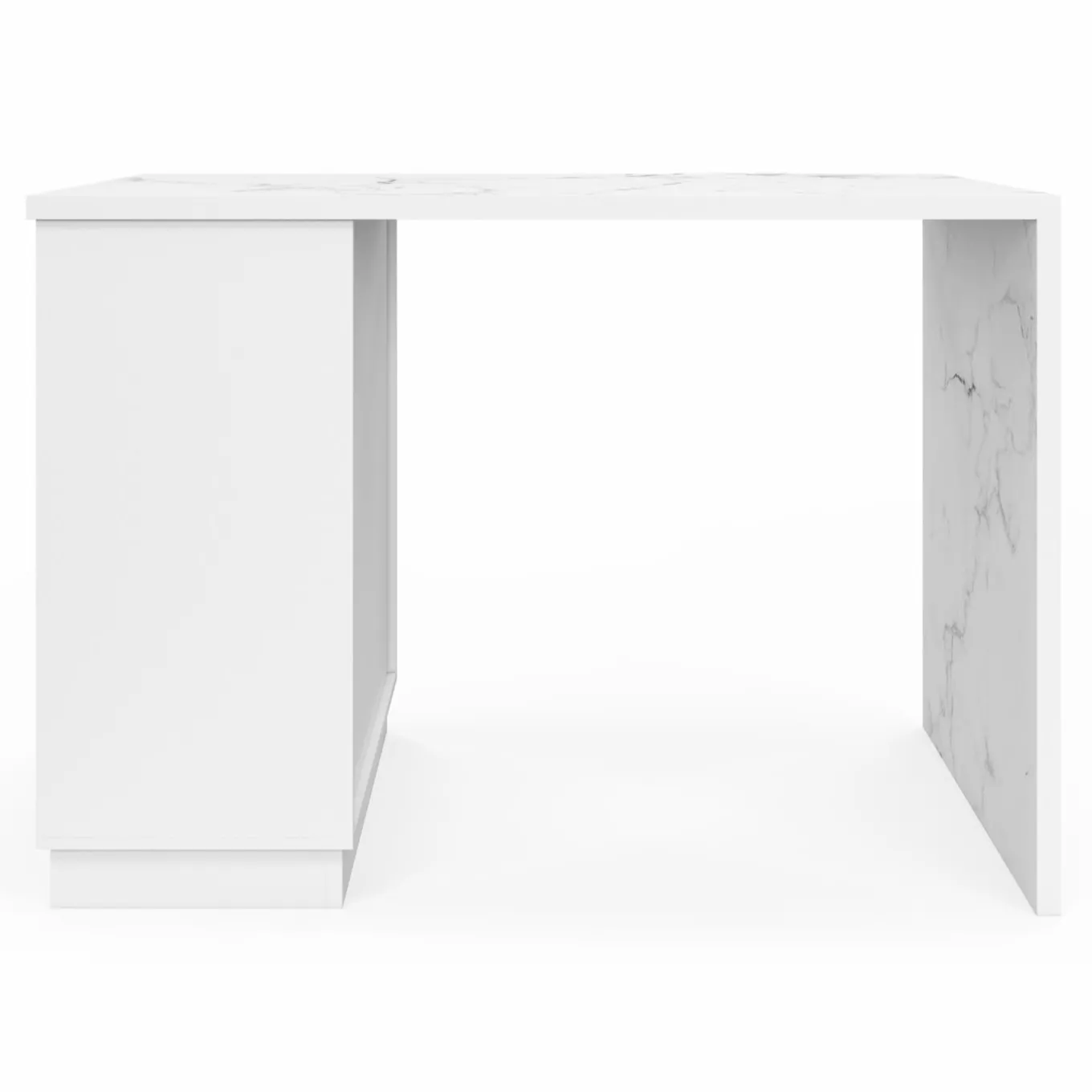 IDMarket Mange-debout 4 personnes ilot central blanc et plateau marbre 130 cm* Collection Design|Ilot Central