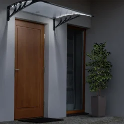 IDMarket Marquise avec led solaires 80x120 cm* Auvents Et Marquises De Porte