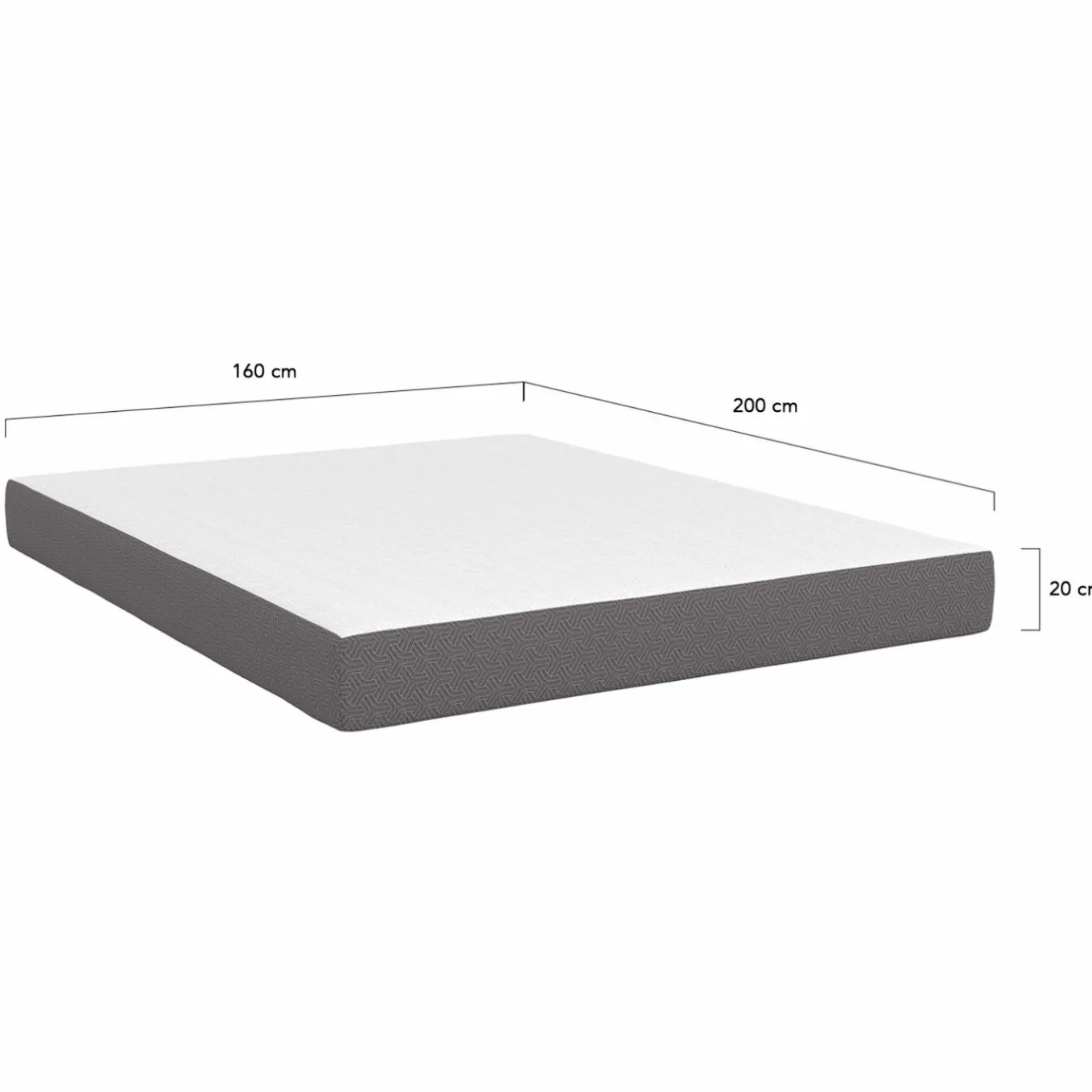 IDMarket Matelas 160x200 cm à mémoire de forme épaisseur 20 cm blanc et gris* Collection Contemporaine|Chambre Complète Adulte