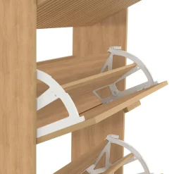 IDMarket Meuble à chaussures 18 paires 3 portes tasseau bois coloris chêne* Collection Contemporaine|Meubles À Chaussures