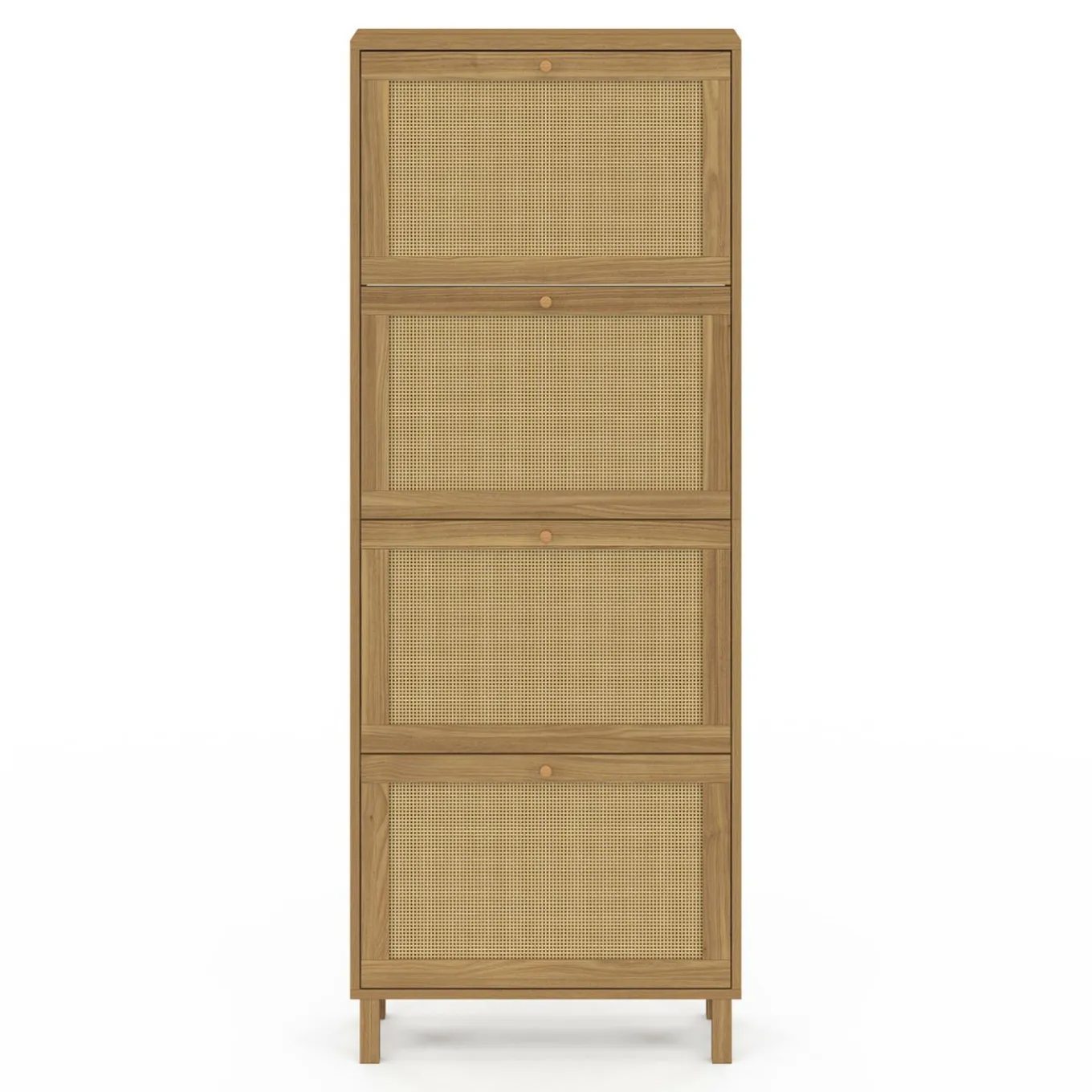 IDMarket Meuble à chaussures 24 paires vintage 4 portes effet naturel cannage* Collection Cannage|Collection Vintage