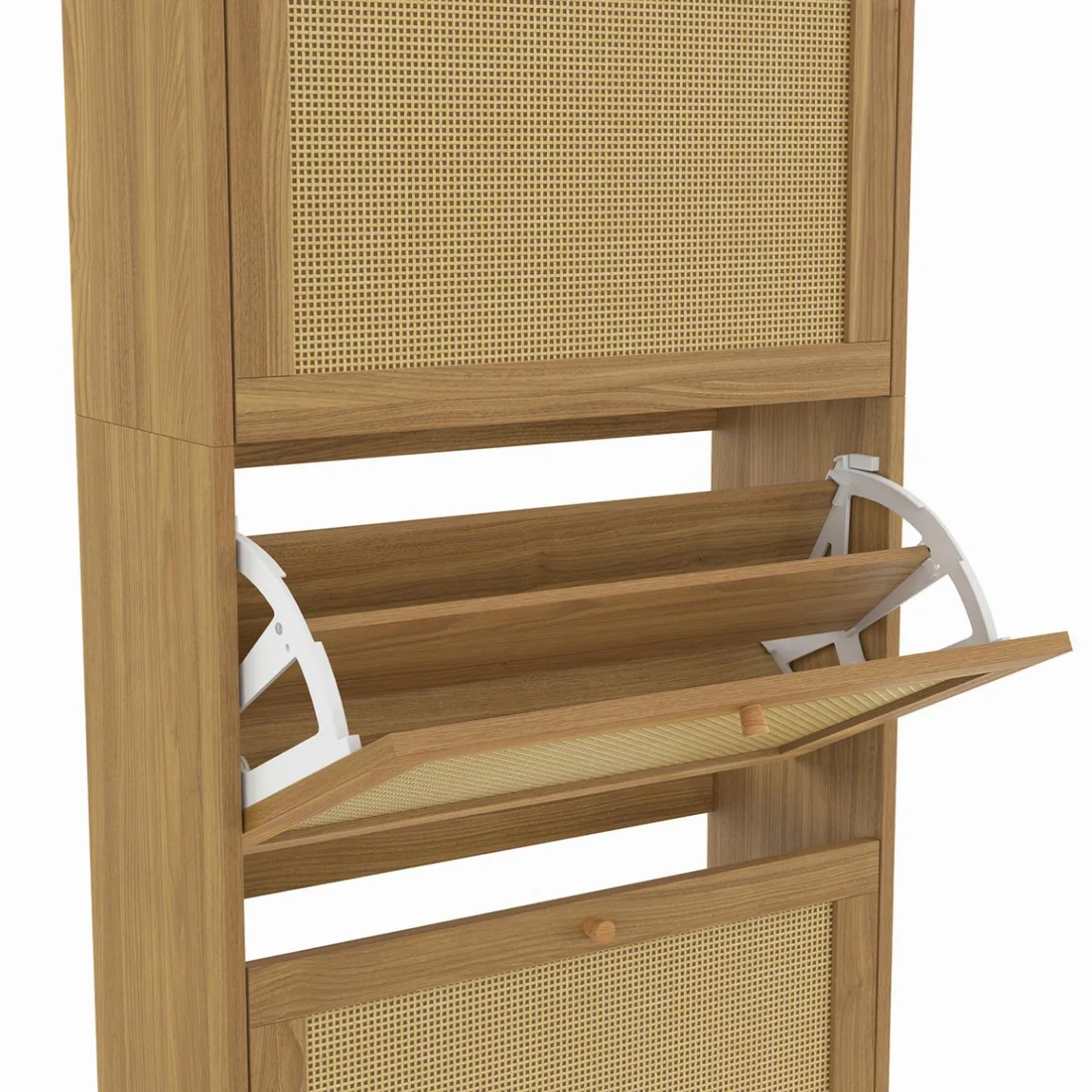 IDMarket Meuble à chaussures 24 paires vintage 4 portes effet naturel cannage* Collection Cannage|Collection Vintage