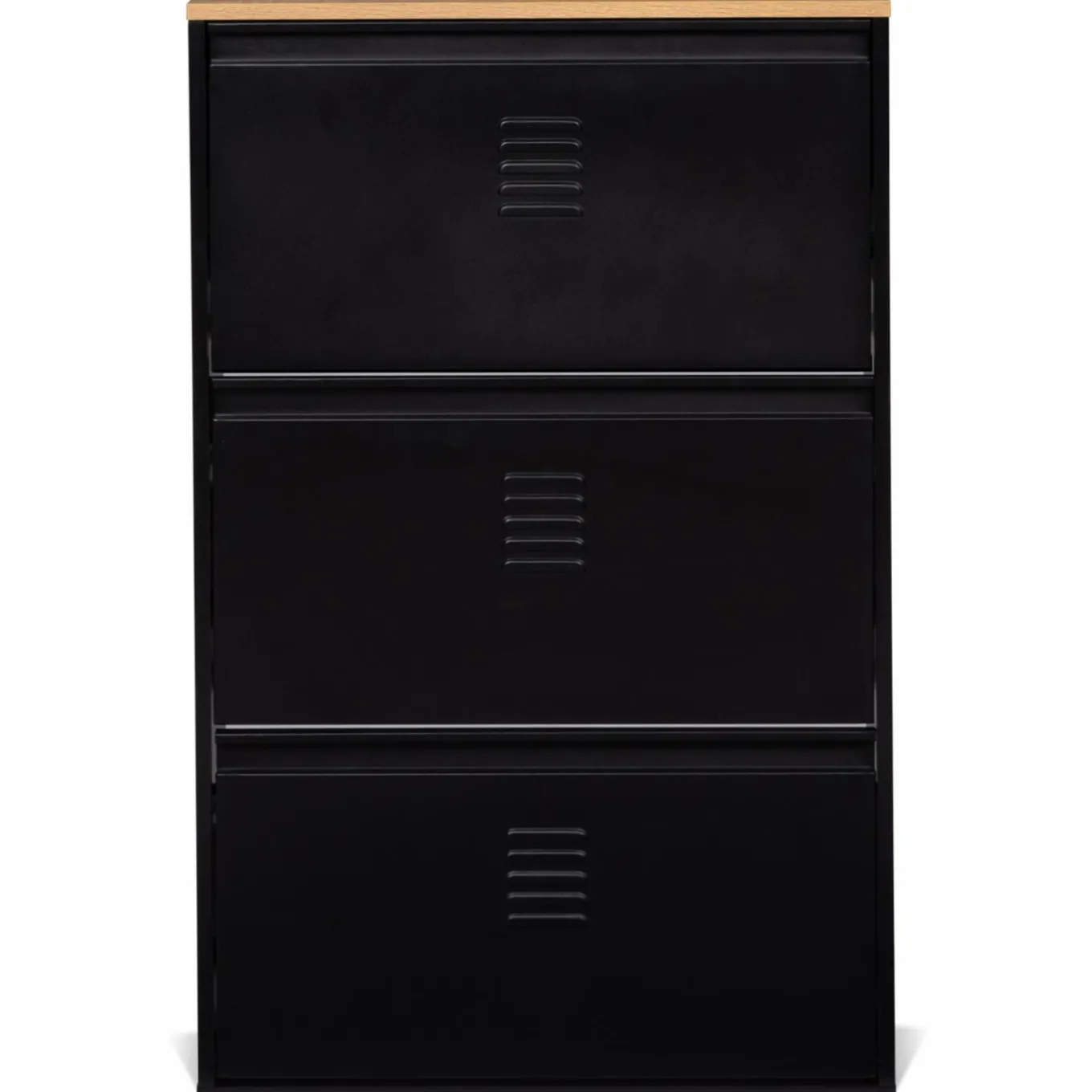 IDMarket Meuble à chaussures 3 portes noir et métal* Rangement Et Accessoires|Collection Métal