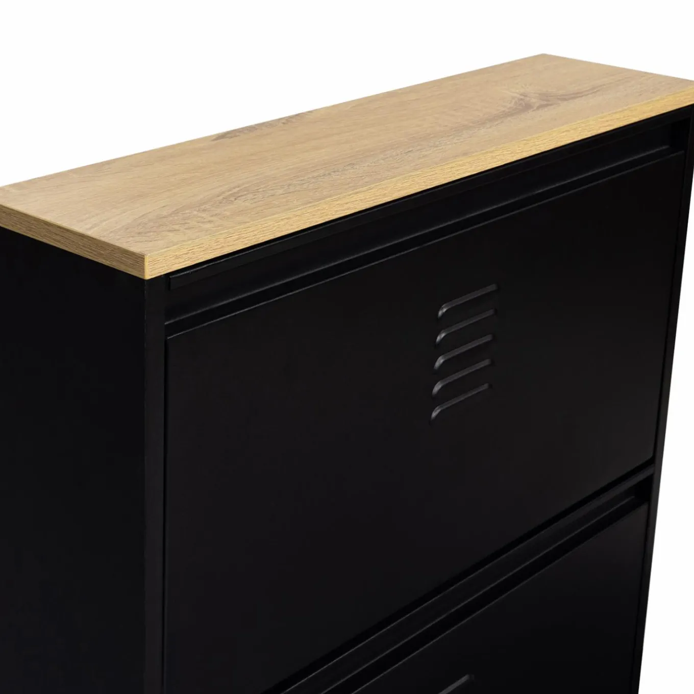 IDMarket Meuble à chaussures 3 portes noir et métal* Rangement Et Accessoires|Collection Métal