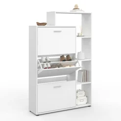 IDMarket Meuble à chaussures 3 portes avec étagère blanc* Meubles Blancs|Petits Meubles