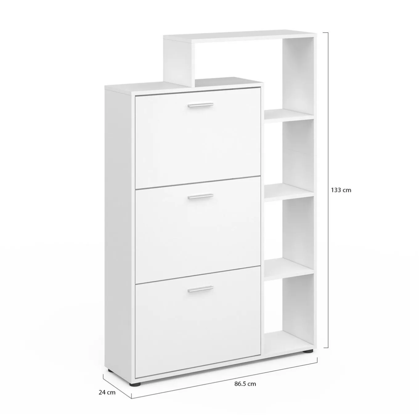 IDMarket Meuble à chaussures 3 portes avec étagère blanc* Meubles Blancs|Petits Meubles