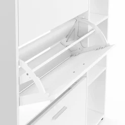 IDMarket Meuble à chaussures 3 portes avec étagère blanc* Meubles Blancs|Petits Meubles