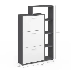 IDMarket Meuble à chaussures 3 portes avec étagère* Meubles Hauts|Petits Meubles