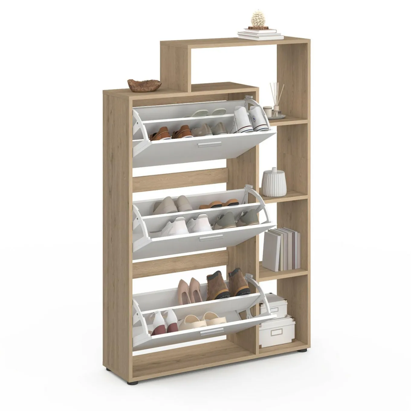 IDMarket Meuble à chaussures 3 portes avec étagère* Meubles Hauts|Petits Meubles