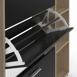 IDMarket Meuble à chaussures 3 portes noires avec étagères* Petits Meubles|Meubles À Chaussures