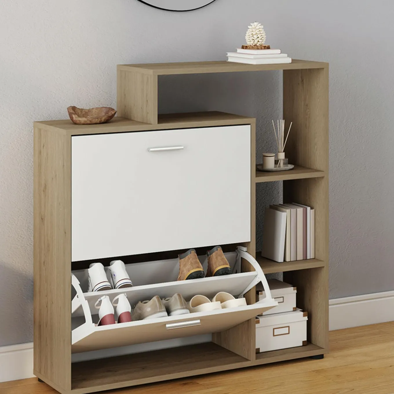 IDMarket Meuble à chaussures 2 portes avec étagère* Petits Meubles|Meubles À Chaussures