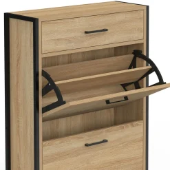 IDMarket Meuble à chaussures avec 2 portes et 1 tiroir style industriel* Meubles Tiroirs|Petits Meubles