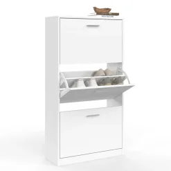 IDMarket Meuble à chaussures blanc 3 portes* Meubles Hauts|Meubles Blancs