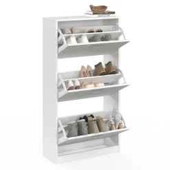 IDMarket Meuble à chaussures blanc 3 portes* Meubles Hauts|Meubles Blancs