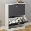 IDMarket Meuble à chaussures blanc et gris 2 portes* Meubles À Chaussures