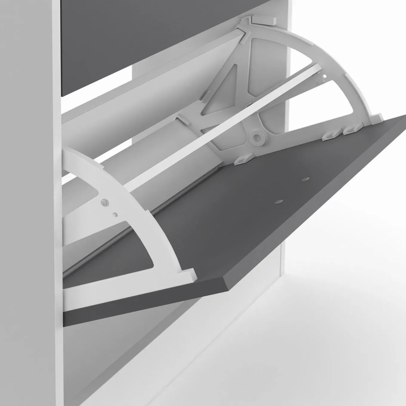 IDMarket Meuble à chaussures blanc et gris 2 portes* Meubles À Chaussures