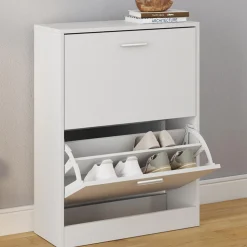 IDMarket Meuble à chaussures blanc 2 portes* Meubles Blancs|Meubles À Chaussures