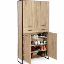 IDMarket Meuble à chaussures design industriel 4 portes 1 tiroir* Meubles Tiroirs|Petits Meubles
