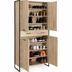 IDMarket Meuble à chaussures design industriel 4 portes 1 tiroir* Meubles Tiroirs|Petits Meubles