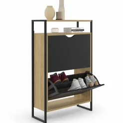 IDMarket Meuble à chaussures industriel avec 2 portes et étagère* Meubles À Chaussures|Vestiaires Et Meubles D'Entrée