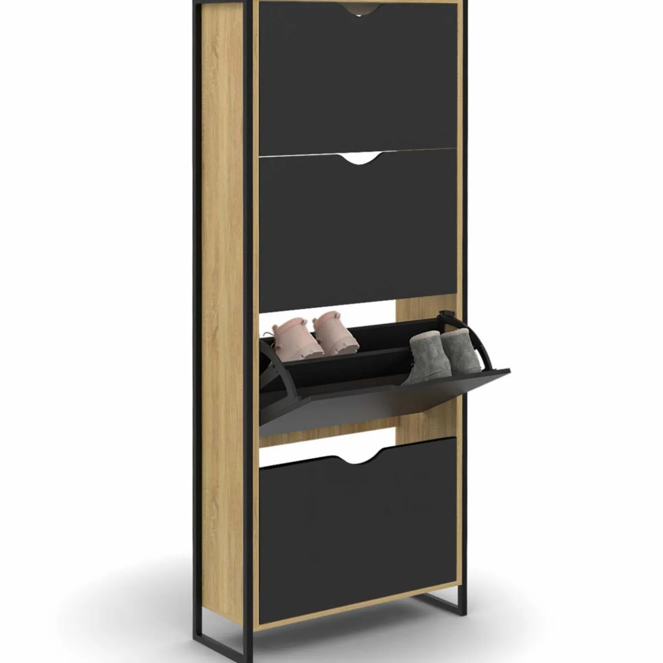 IDMarket Meuble à chaussures industriel avec 4 portes* Meubles À Chaussures|Vestiaires Et Meubles D'Entrée