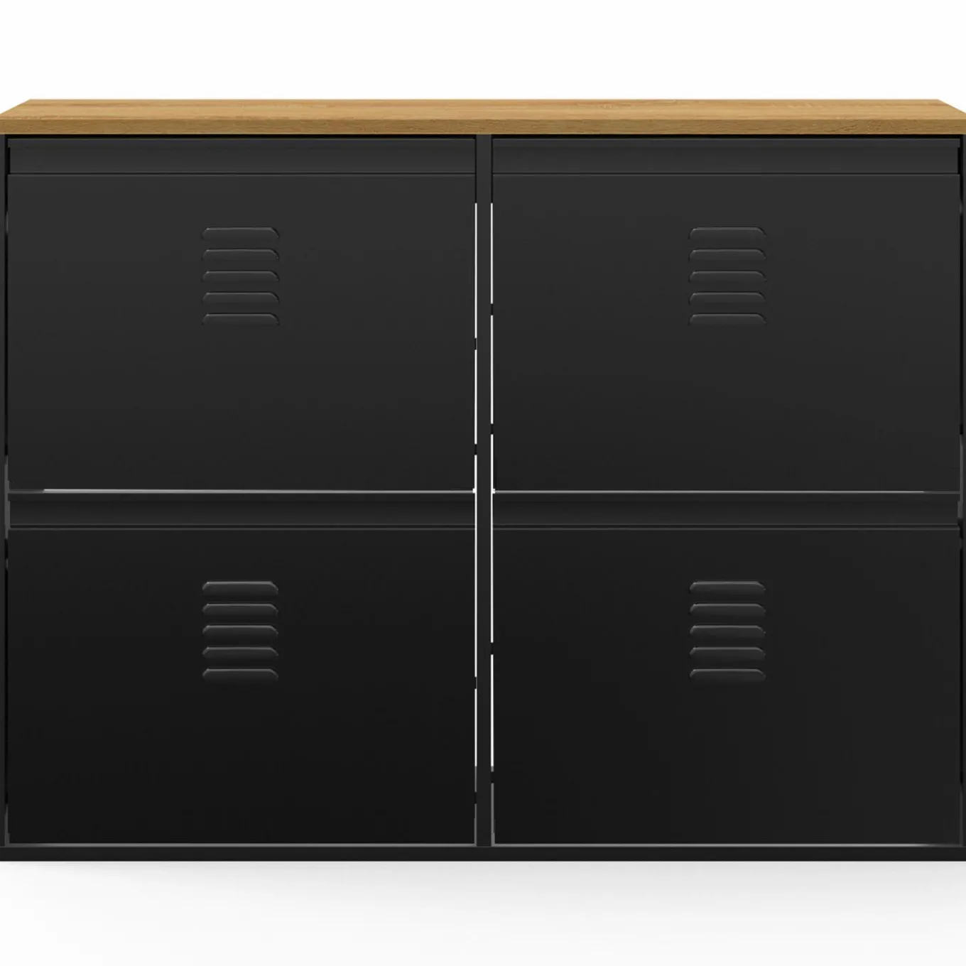 IDMarket Meuble à chaussures industriel 20 paires 4 portes métalliques plateau bois* Rangement Et Accessoires|Collection Métal