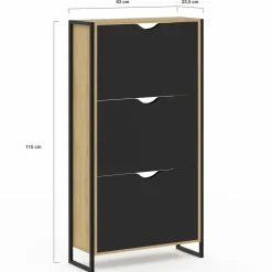 IDMarket Meuble à chaussures industriel avec 3 portes* Meubles À Chaussures|Vestiaires Et Meubles D'Entrée