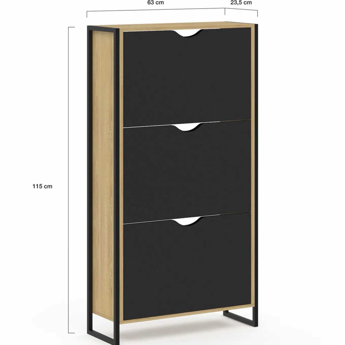 IDMarket Meuble à chaussures industriel avec 3 portes* Meubles À Chaussures|Vestiaires Et Meubles D'Entrée