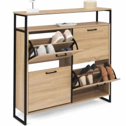 IDMarket Meuble à chaussures style industriel 4 portes et étagère* Collection Industrielle|Meubles À Chaussures