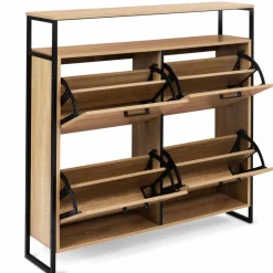 IDMarket Meuble à chaussures style industriel 4 portes et étagère* Collection Industrielle|Meubles À Chaussures