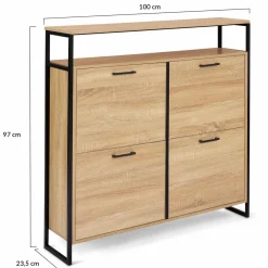 IDMarket Meuble à chaussures style industriel 4 portes et étagère* Collection Industrielle|Meubles À Chaussures