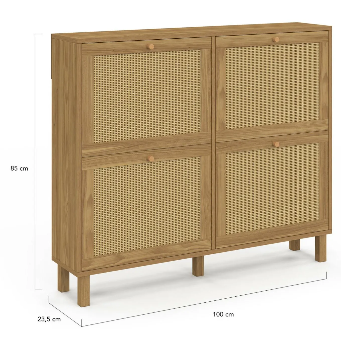 IDMarket Meuble à chaussures vintage effet naturel cannage 20 paires 4 portes* Collection Vintage|Collection Cannage