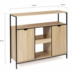 IDMarket Meuble bar industriel en bois et métal avec portes et étagères* Collection Industrielle|Mange Debout
