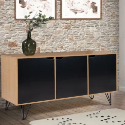 IDMarket Meuble bas bois avec pieds en métal noir* Meubles Bas|Collection Vintage