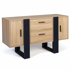 IDMarket Meuble bas bois et noir* Meubles Bas|Collection Design