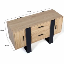 IDMarket Meuble bas bois et noir* Meubles Bas|Collection Design