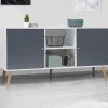 IDMarket Meuble buffet scandinave blanc et gris 2 portes* Collection Scandinave|Salle À Manger Complète
