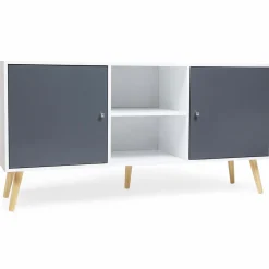 IDMarket Meuble buffet scandinave blanc et gris 2 portes* Collection Scandinave|Salle À Manger Complète