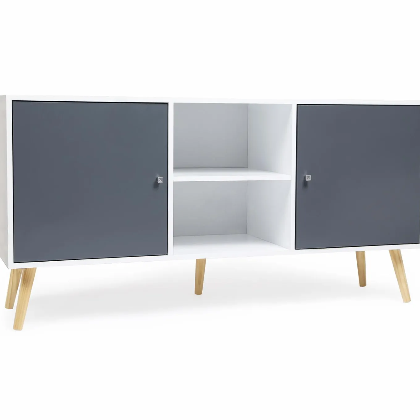 IDMarket Meuble buffet scandinave blanc et gris 2 portes* Collection Scandinave|Salle À Manger Complète
