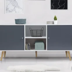 IDMarket Meuble buffet scandinave blanc et gris 2 portes* Collection Scandinave|Salle À Manger Complète