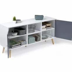 IDMarket Meuble buffet scandinave blanc et gris 2 portes* Collection Scandinave|Salle À Manger Complète