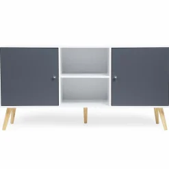 IDMarket Meuble buffet scandinave blanc et gris 2 portes* Collection Scandinave|Salle À Manger Complète