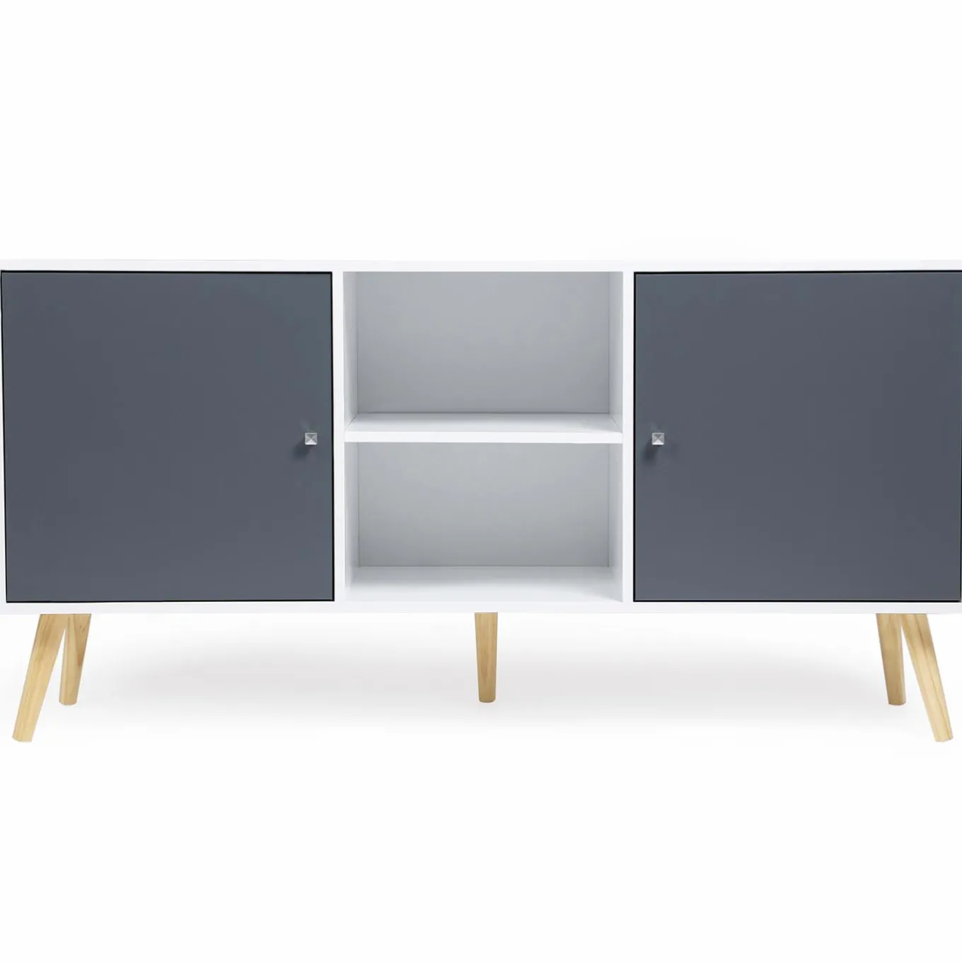 IDMarket Meuble buffet scandinave blanc et gris 2 portes* Collection Scandinave|Salle À Manger Complète