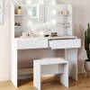 IDMarket Meuble coiffeuse blanche avec miroir LED et tabouret* Meubles Hauts|Meubles Blancs