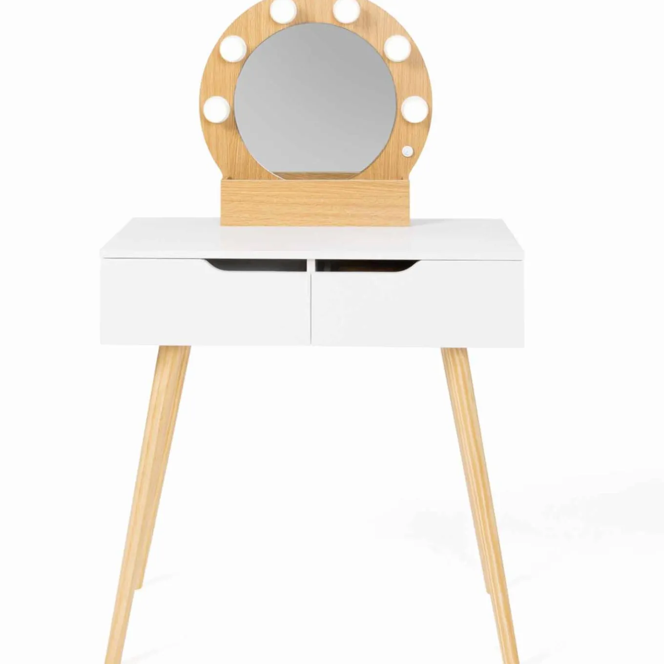 IDMarket Meuble coiffeuse blanche style scandinave avec miroir LED et tiroirs* Meubles Tiroirs|Meubles Blancs