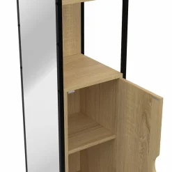 IDMarket Meuble colonne salle de bain 1 porte avec miroir et étagères* Meubles Salle De Bain|Collection Industrielle